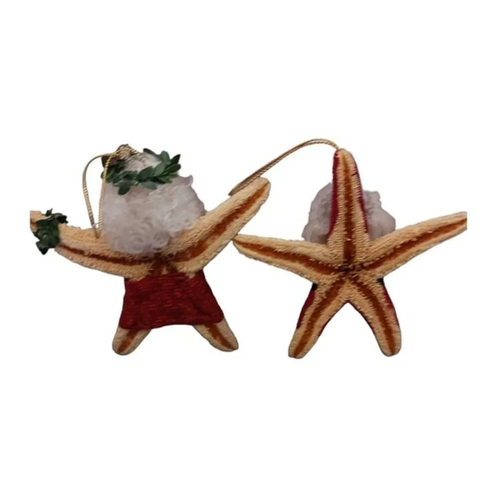 Santa starfish set of 2 ornaments
